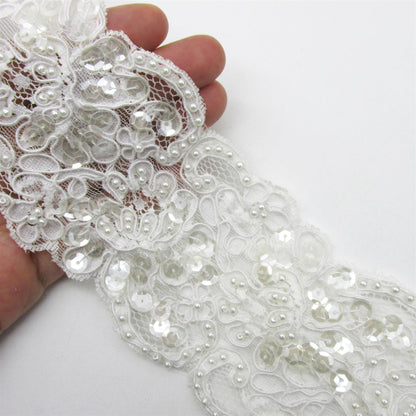 Beaded & Embroidered Lace - by the metre - 7252