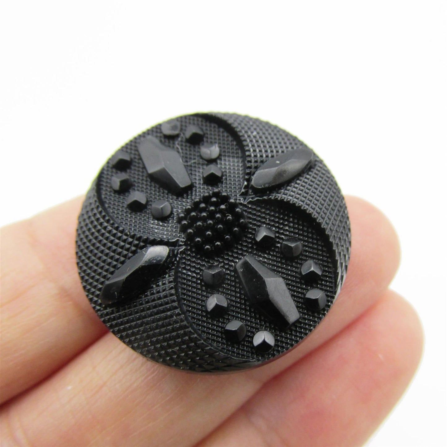 Carved Black Button - 4368