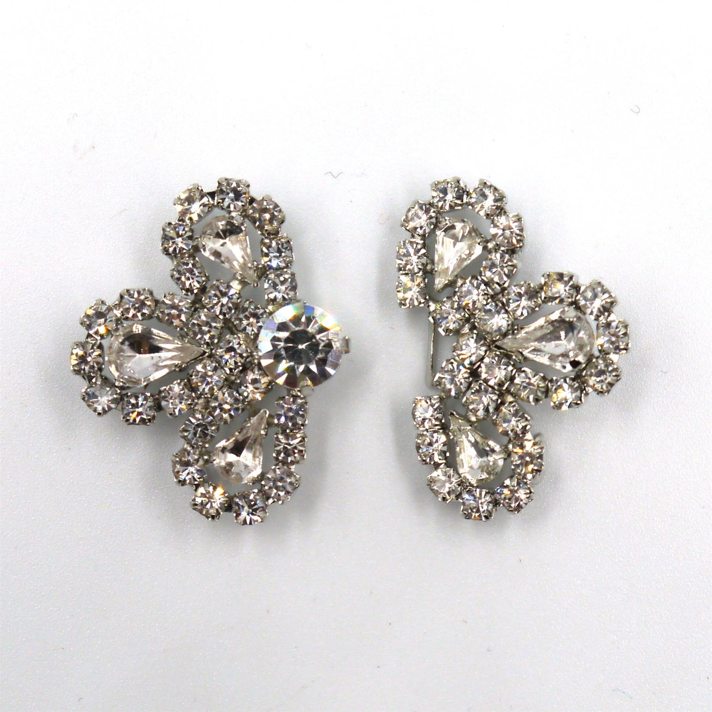 Diamante Flower Shape Clasp - Clear - 4.5x3cm - 7031