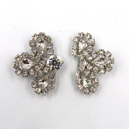 Diamante Flower Shape Clasp - Clear - 4.5x3cm - 7031