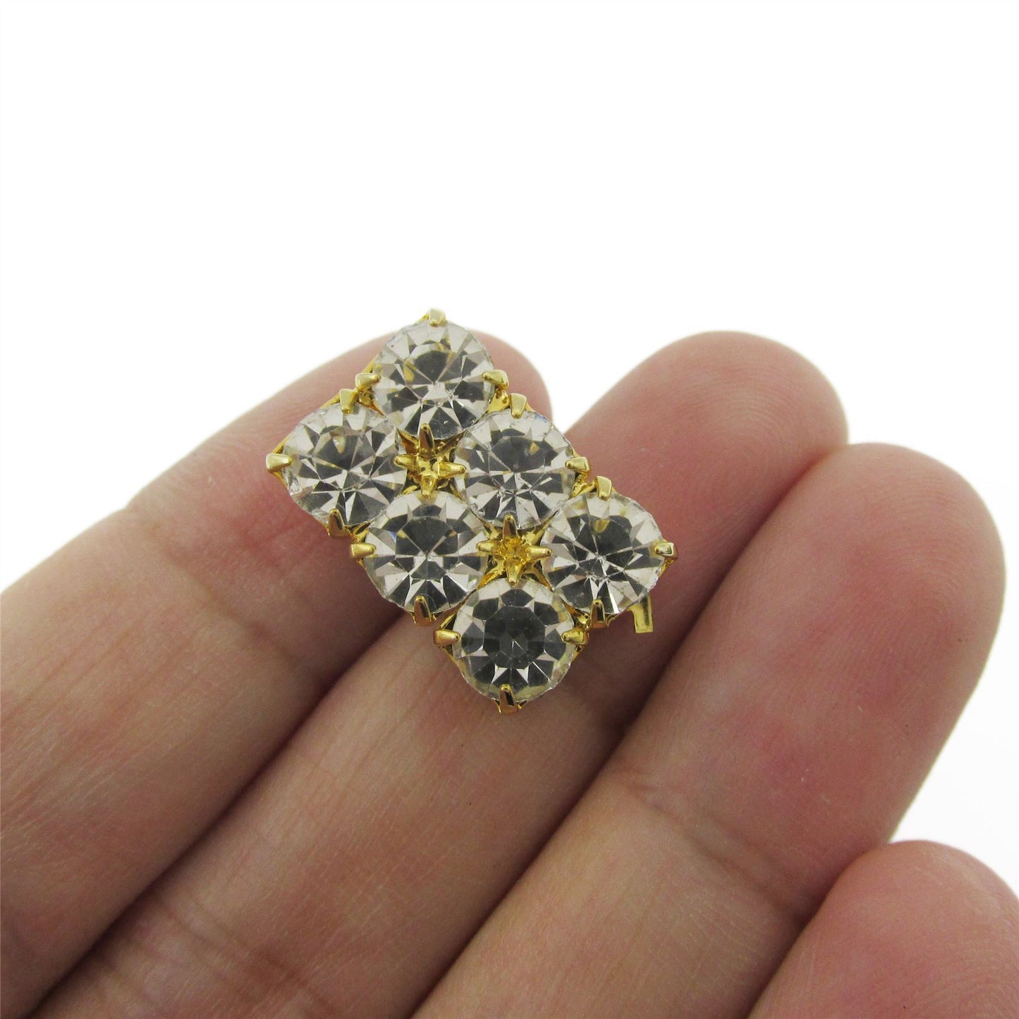 Diamante Rectangular Button - Gold - 18mm - 5294