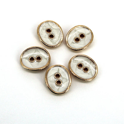 Two Hole Curved Oval Pearlescent Buttons - Gold - 12mm x 5pcs - 5606