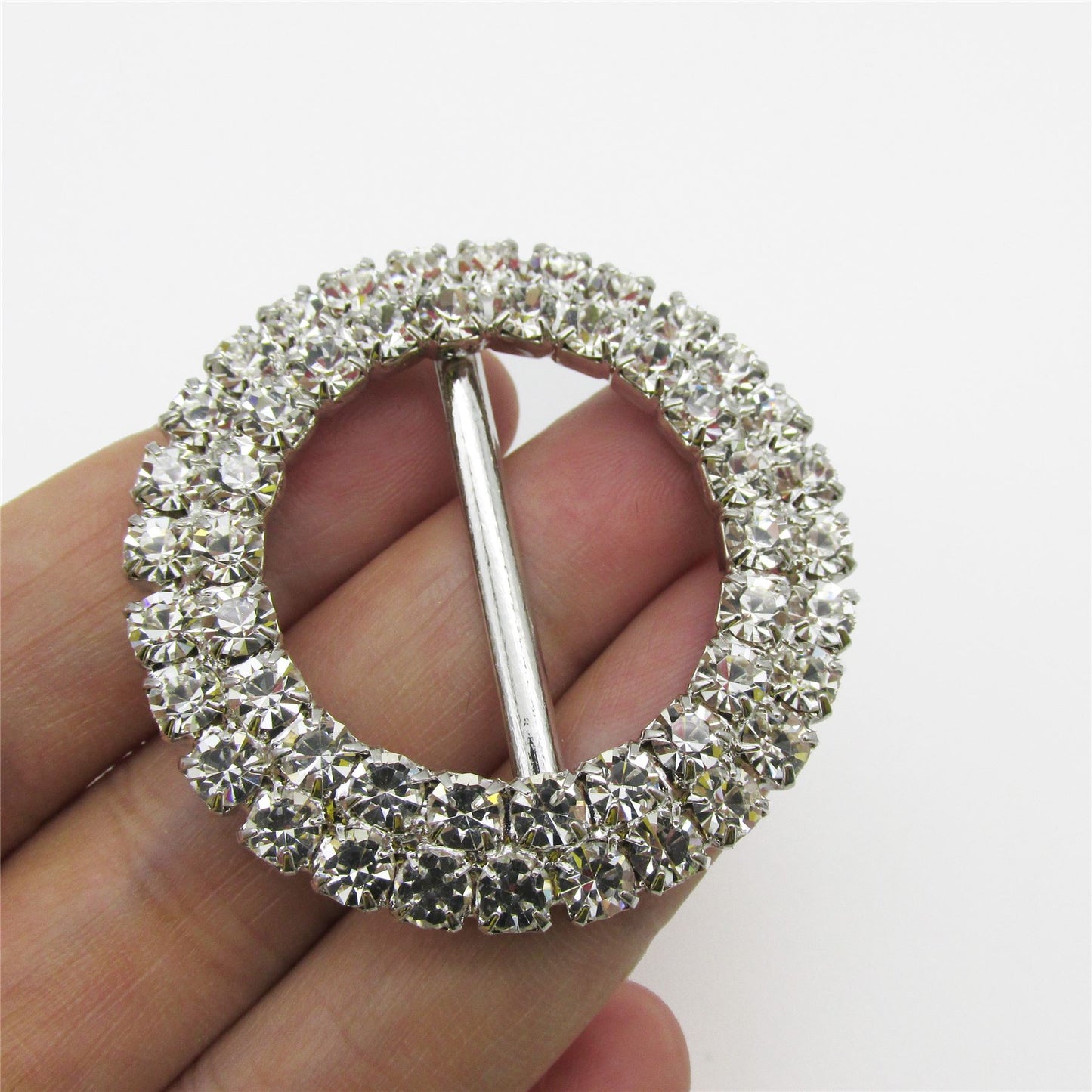 Round Diamante Buckle - 60mm - 7192