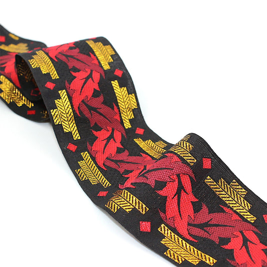 Braid with Leaf Design RED 60mm 9027