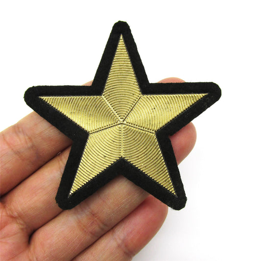 Iron On Star Motif Black Gold 7cm - 6907