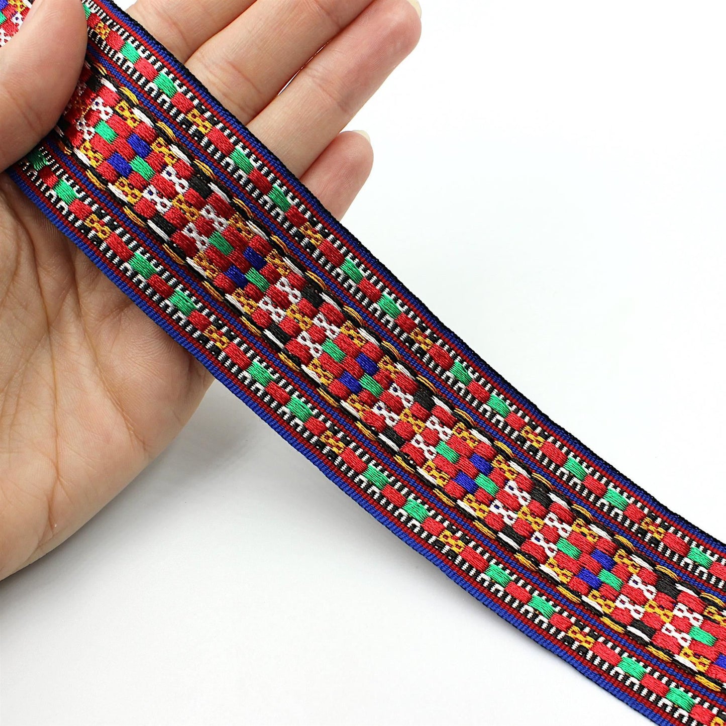 Multi Coloured Ethnic Squares Braid 9860