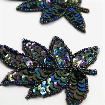 Sequin Leaf Motif Pair 9cm 7638