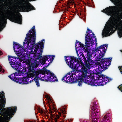 Sequin Leaf Motif Pair 9cm 7638