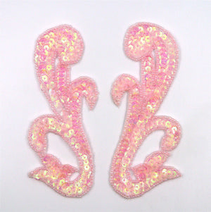 Long Pair Of Abstract Shape Sequin Motifs 13cm 7719