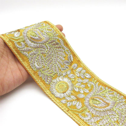 Braid with Embroidered Floral Pattern - 85mm - by the metre - 9793