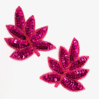 Sequin Leaf Motif Pair 9cm 7638