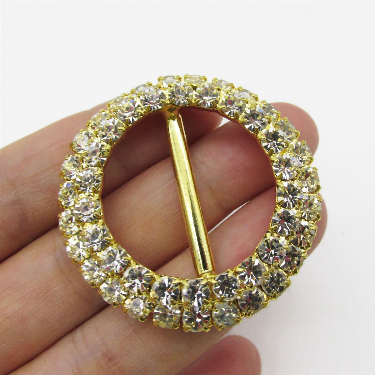 Round Diamante Buckle - 60mm - 7192