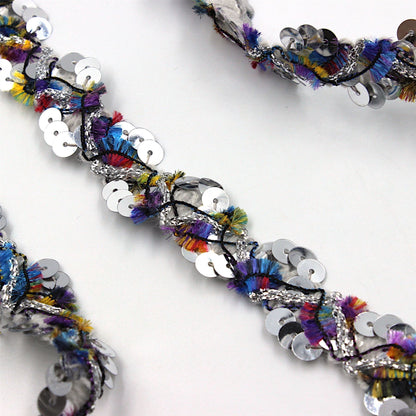 Multi Coloured Sequin Textured Braid 18mm 8591