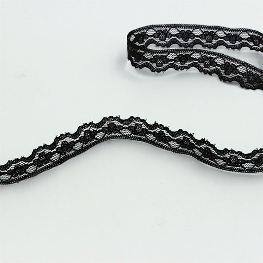 Fine Scallop Edge Lace BLACK 15mm 3287