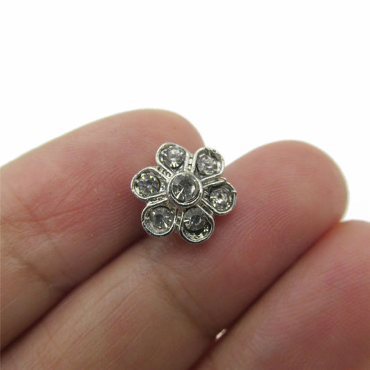 Small Diamante Flower Button Clear 10mm 5295