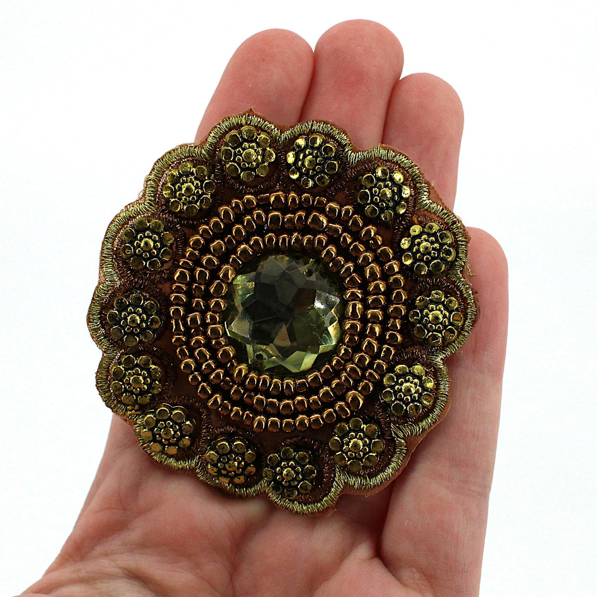 Beaded Round Jewel Motif - 60mm - 5616