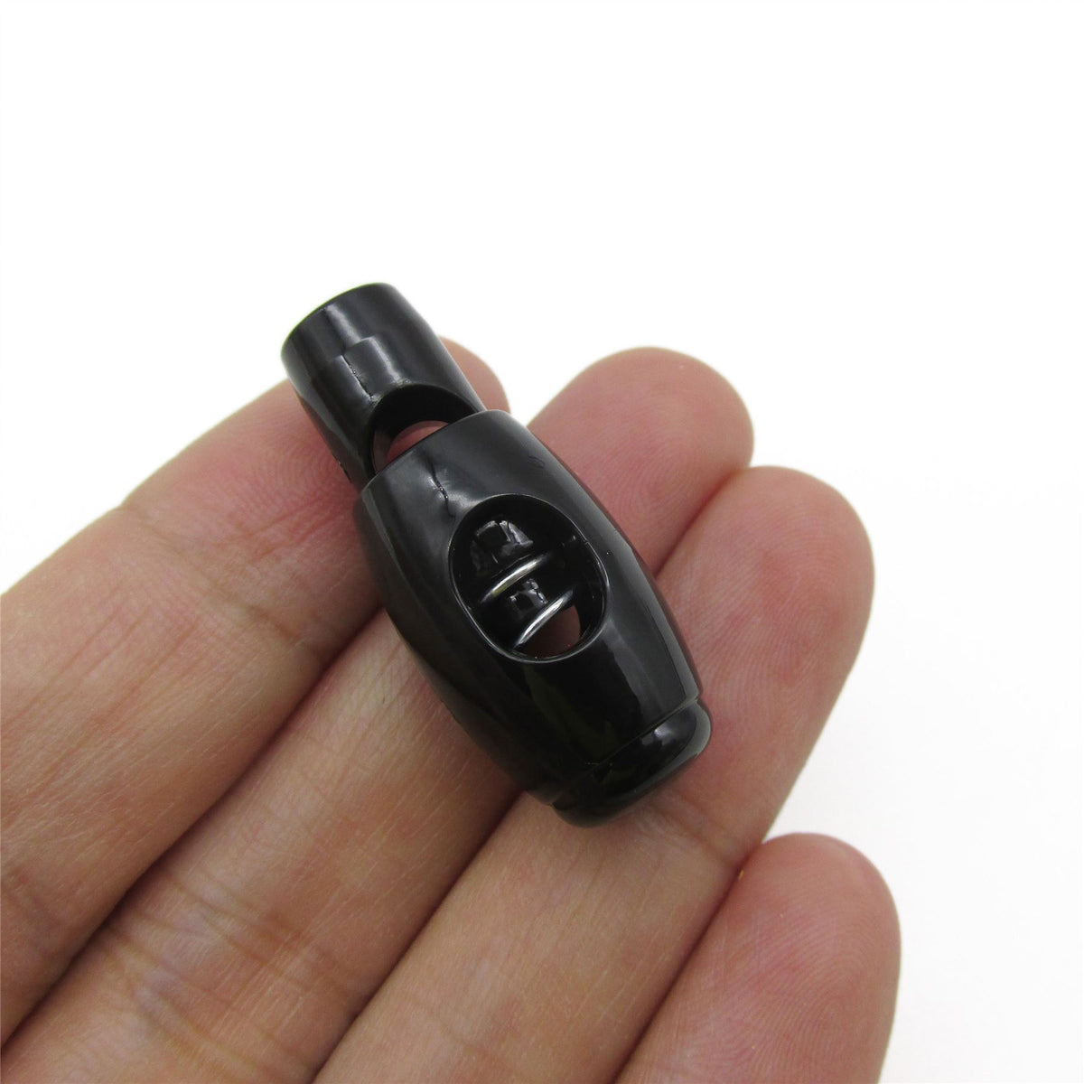 Barrelled Spring Loaded Cord Stopper - Black - 32mm - 5266