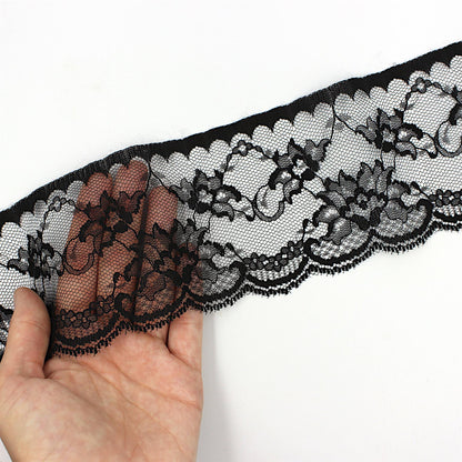 Wide Lotus Flower Lace - Black - 85mm - by the metre - 5412