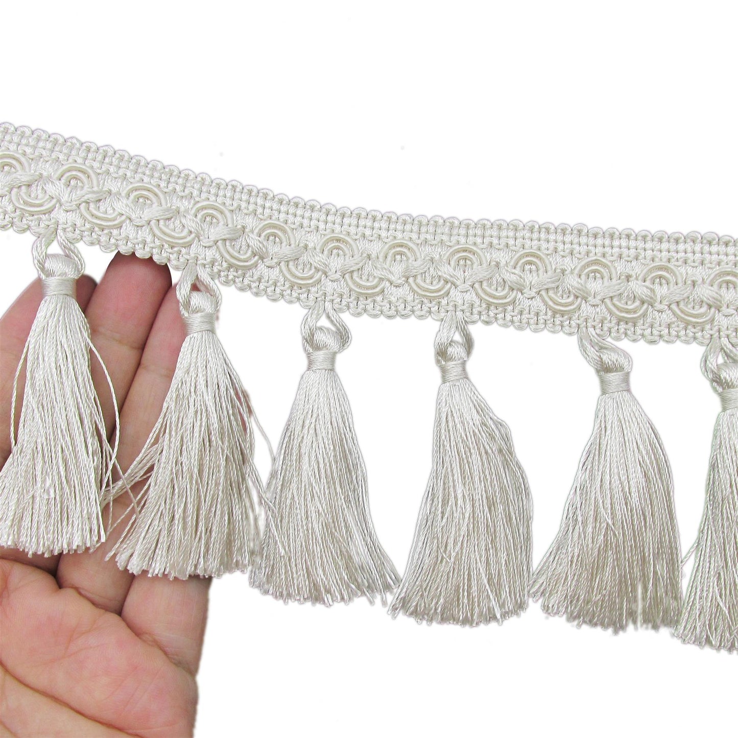 Fancy Gimp Braid with Tassel Fringe - 9cm - by the metre - 7982