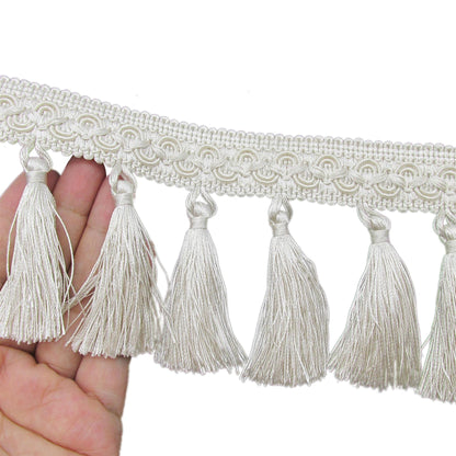 Fancy Gimp Braid with Tassel Fringe - 9cm - by the metre - 7982