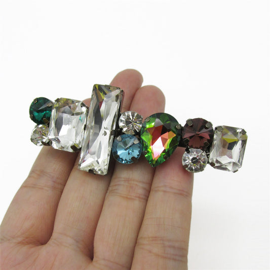 Stone Set Two Pin Brooch - Multi - 7.5cm - 9867
