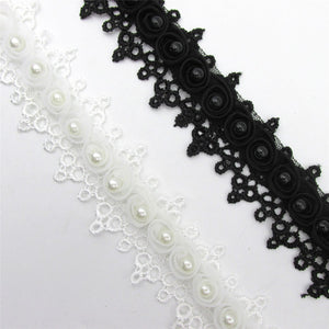 Guipure Lace With Pearl Beads 32mm 6491