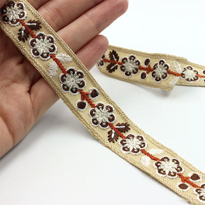 Flower Leaf And Berry Embroidered Braid 5004