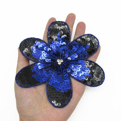 Large Two Tone Sequin Flower Motif - 14cm - 8768