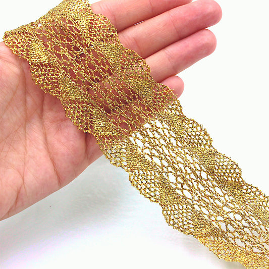 Wide Metallic Lace - 50mm - by the metre - 9198