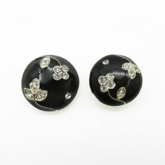 Button with Diamante Flower and Leaf - 4365