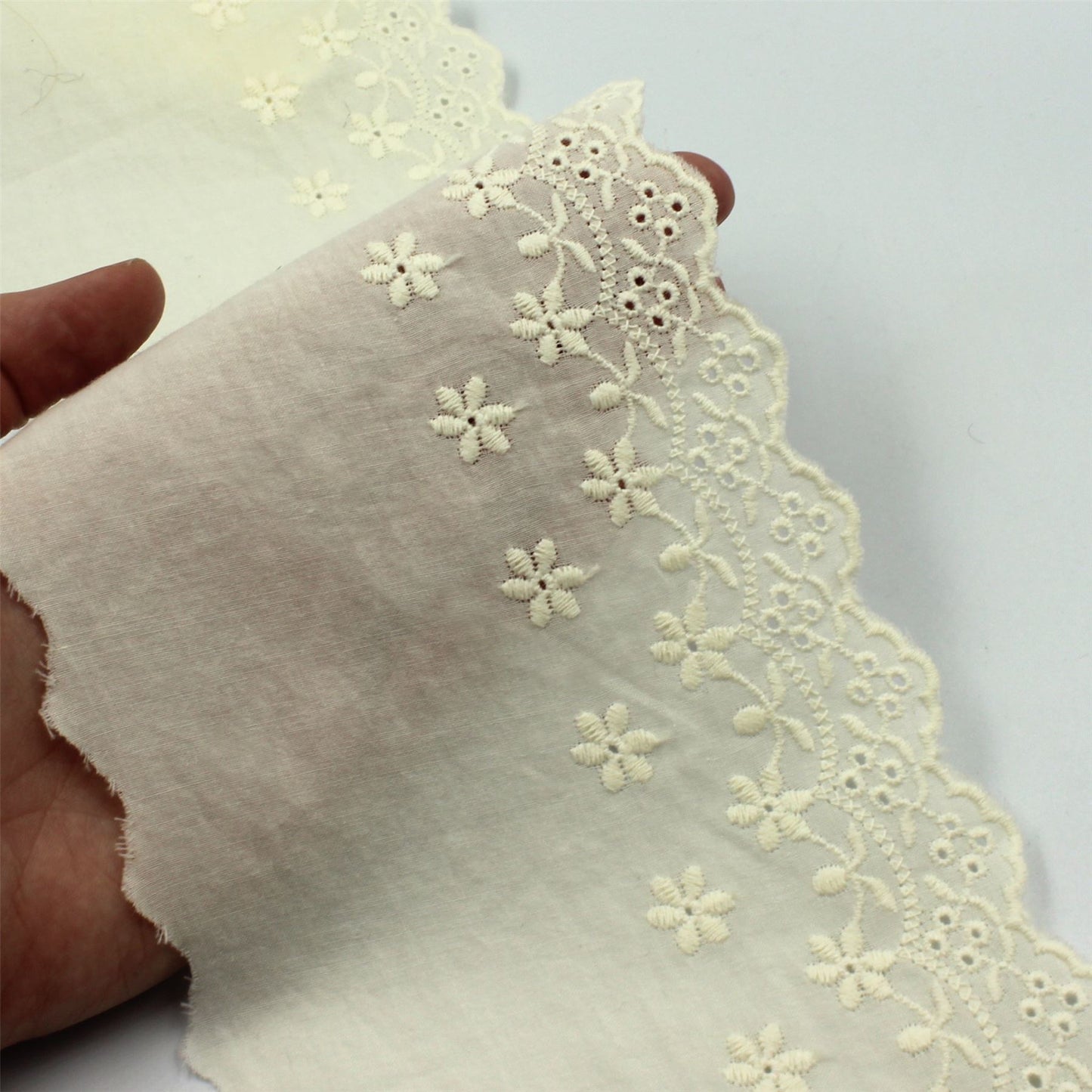 Floral Scalloped Broderie Anglaise 12cm 6147