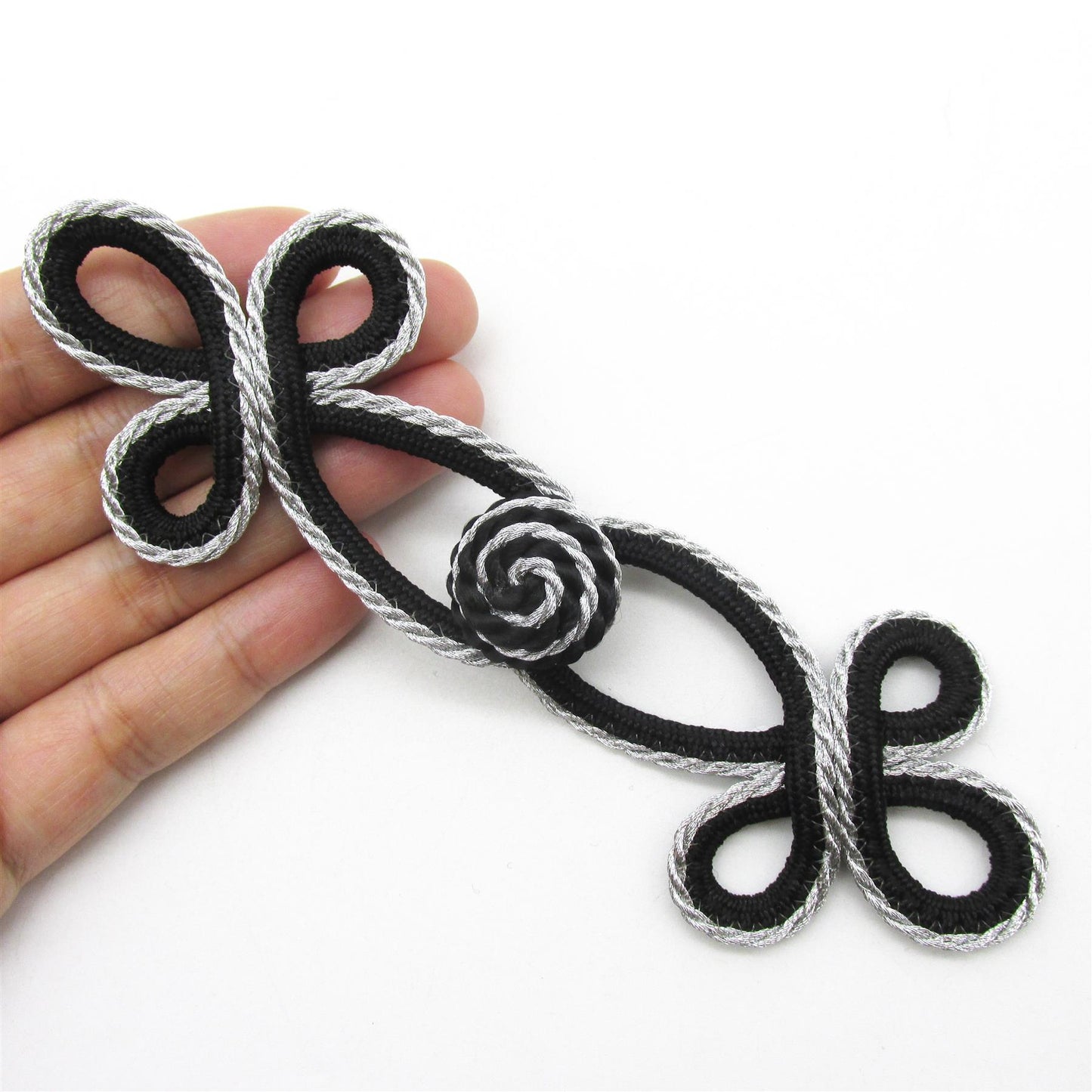 Metallic Cord Frog - Black Silver - 15cm - 7305