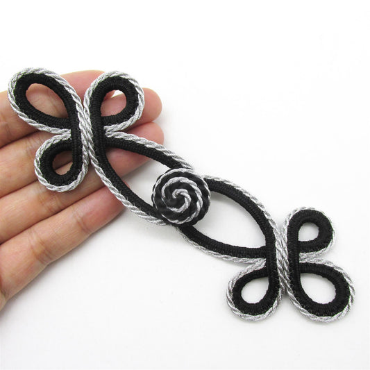 Metallic Cord Frog - Black Silver - 15cm - 7305