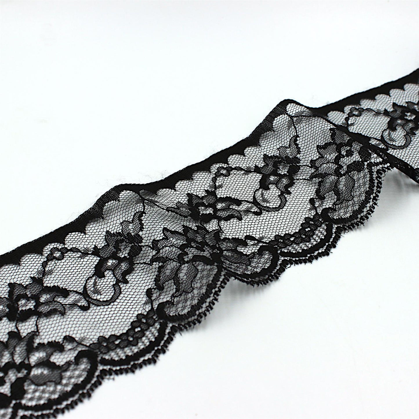 Wide Lotus Flower Lace - Black - 85mm - by the metre - 5412