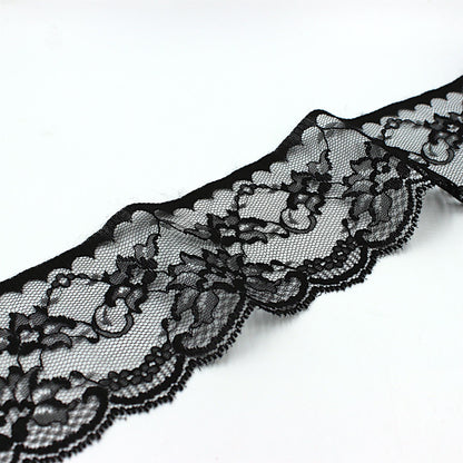 Wide Lotus Flower Lace - Black - 85mm - by the metre - 5412