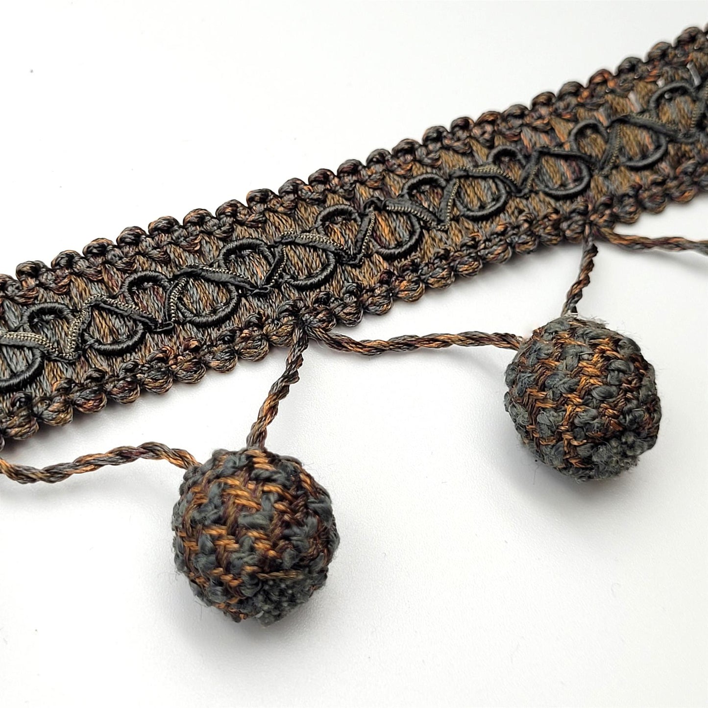 Premium Pom Pom Braid Slate Copper 60mm 6895