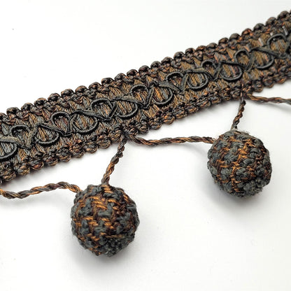 Premium Pom Pom Braid Slate Copper 60mm 6895