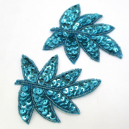 Sequin Leaf Motif Pair 9cm 7638