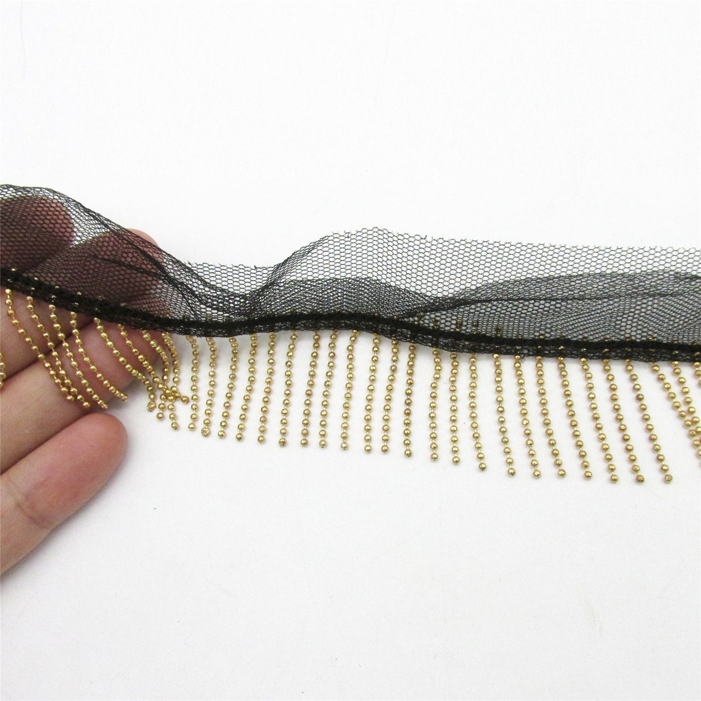 Ball Chain Fringe - Black Gold - 30mm - by the metre - 6348