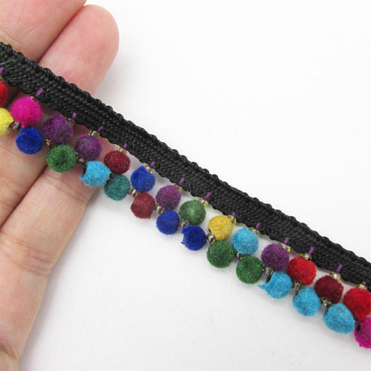 Tiny Pom-Pom Briad - Multi - 20mm - by the metre - 9558