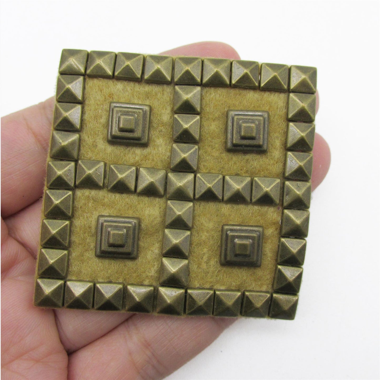 Square Motif with Brass Studs - 55mm - 9274