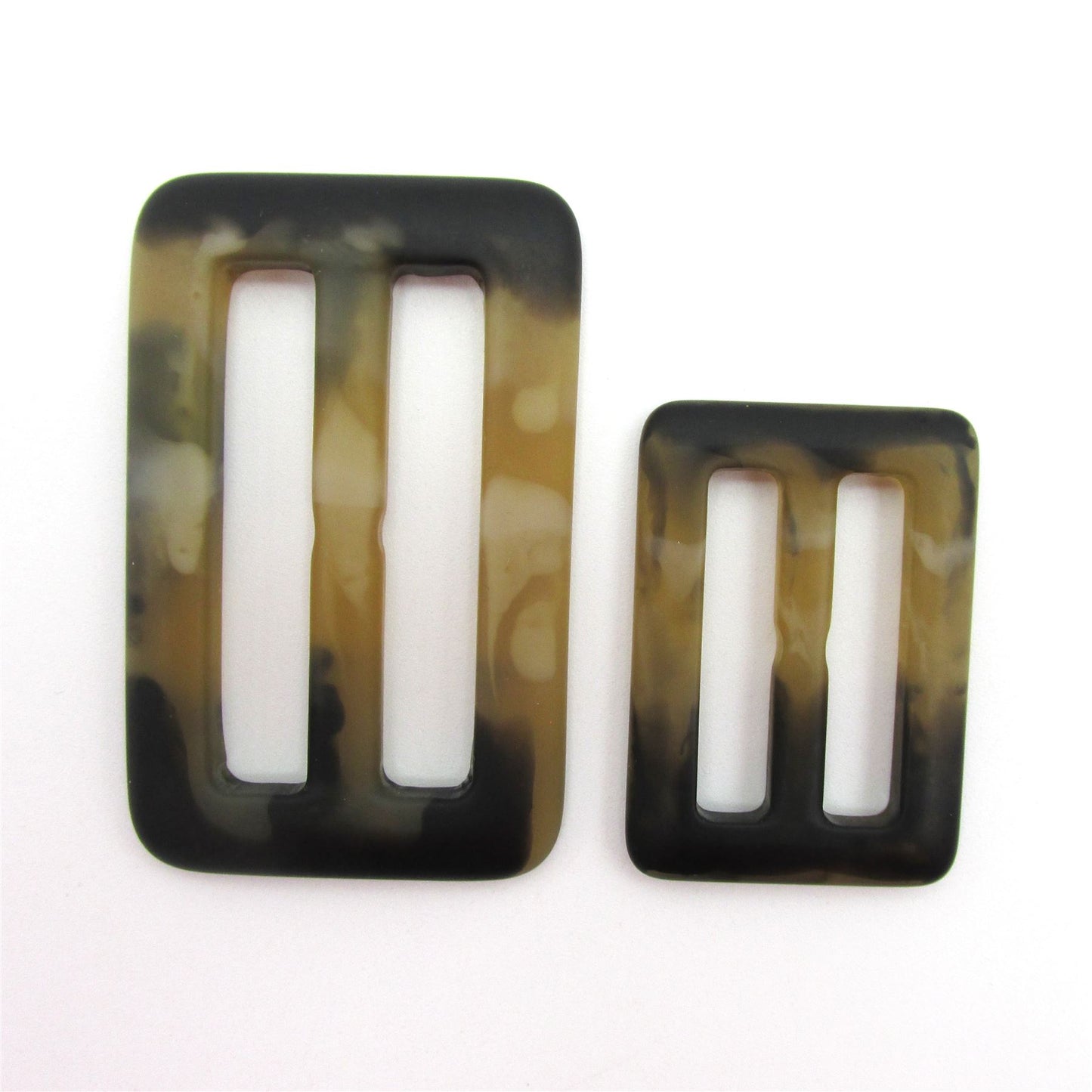 Faux Tortoise Shell Oblong Slider Buckle - 6110