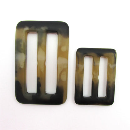 Faux Tortoise Shell Oblong Slider Buckle - 6110