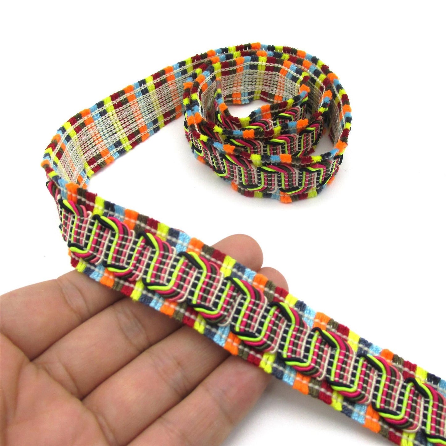 Multi Colour Tufted Edge Braid 24mm 0985