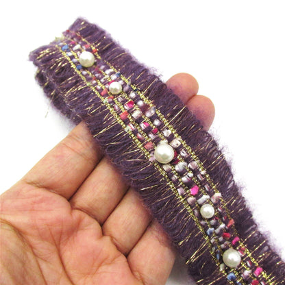 Looped Channel Braid with Pearls 35mm x 1m - 6351