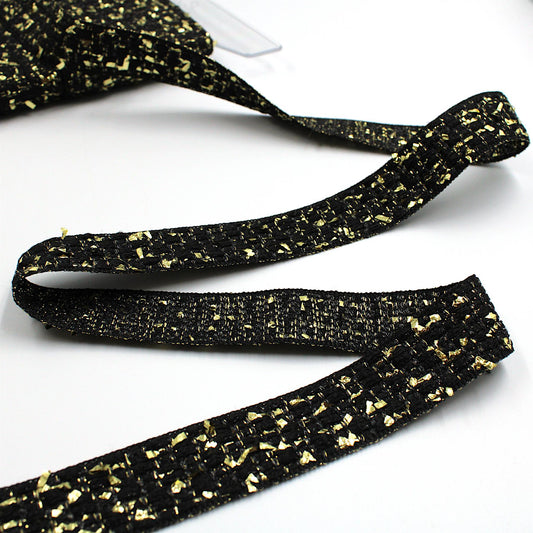 Textured Metallic Fleck Braid - Black Gold  - 25mm - by the metre - 5591