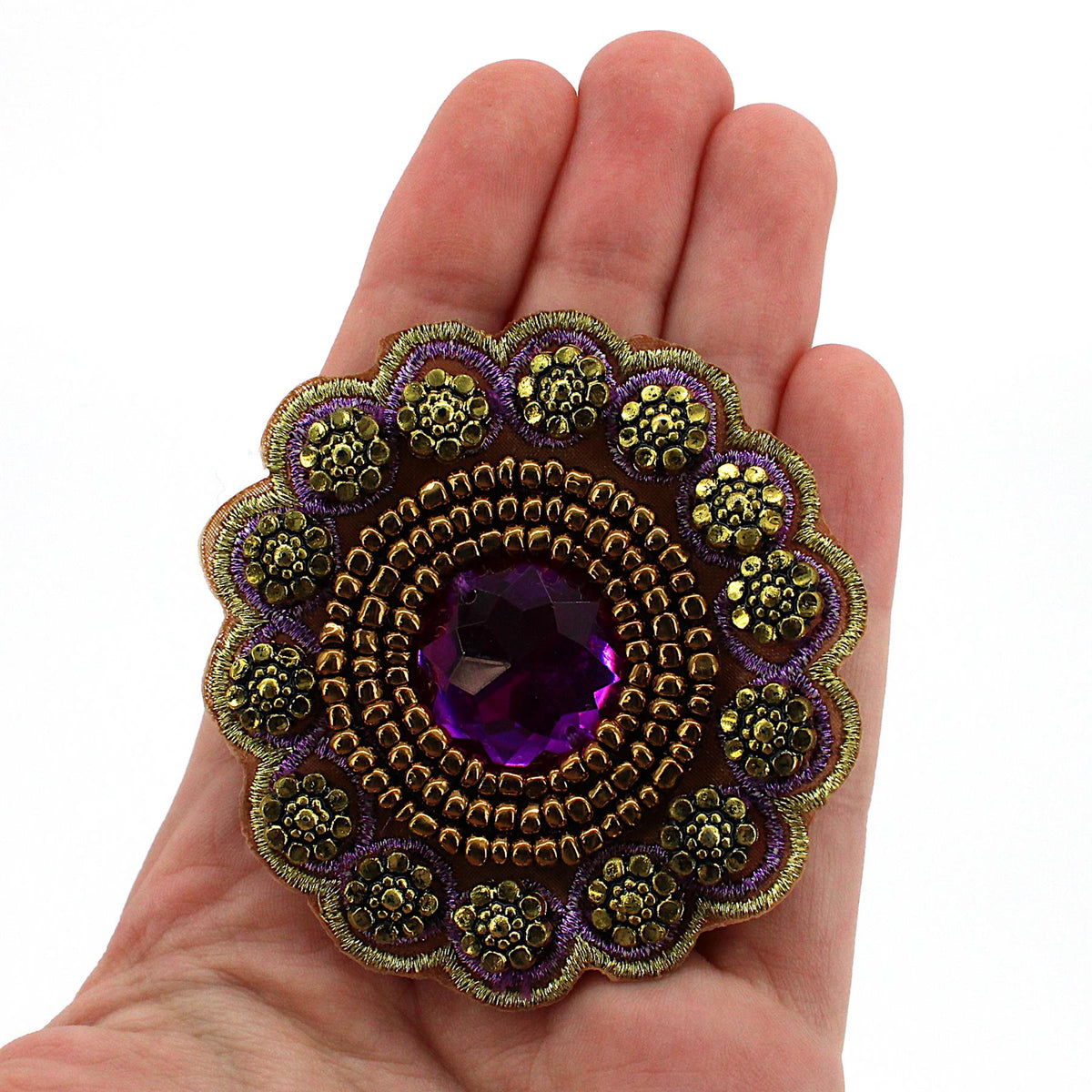 Beaded Round Jewel Motif - 60mm - 5616
