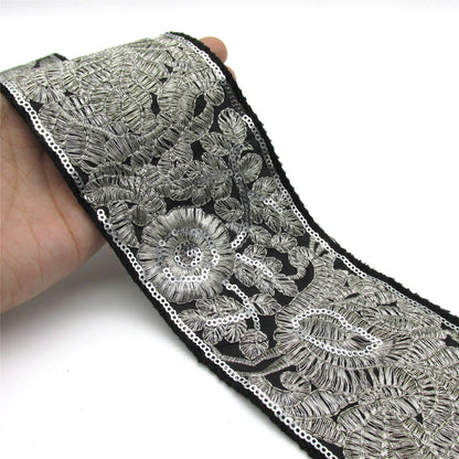 Braid with Embroidered Floral Pattern - 85mm - by the metre - 9793