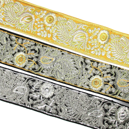 Braid with Embroidered Floral Pattern - 85mm - by the metre - 9793