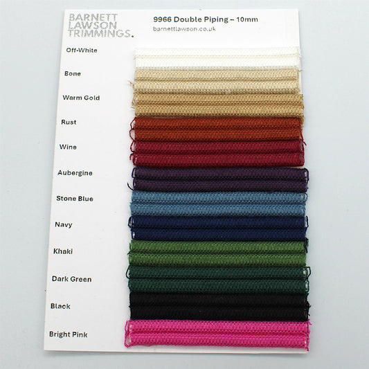 SC - 9966   Shadecard - 12 'Standard' Double Piping Colours